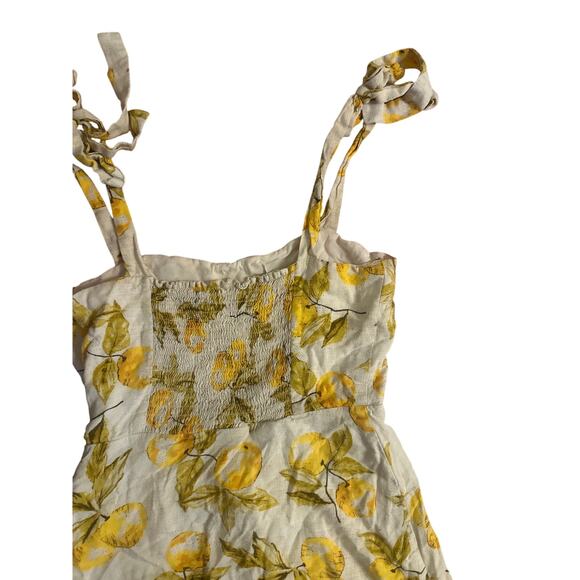 Women S Urban Outfitters UO Jolene Linen Tie-Shoulder Mini Dress Lemon Yellow - Picture 5 of 5